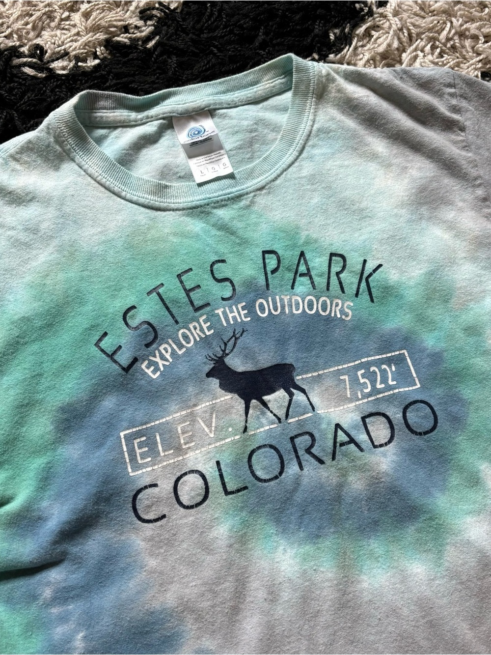 Colortone Multicolor TieDye Estes Park Colorado Explore the Outdoors Graphic Tee